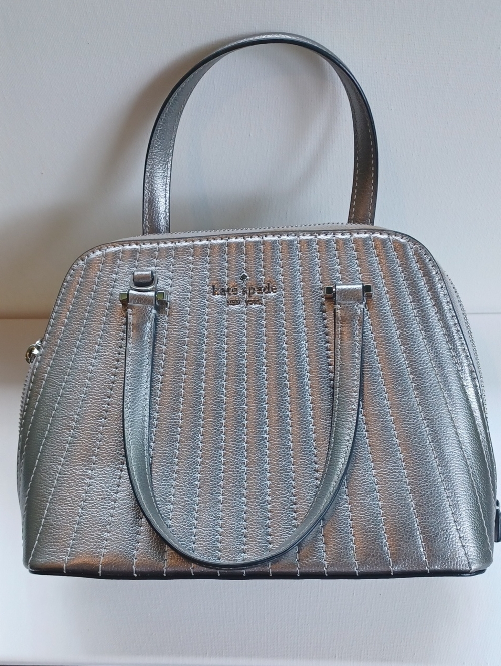 Kate Spade Silver Quilted Dome Satchel/Top Handles & Additional Crossbody Strap
